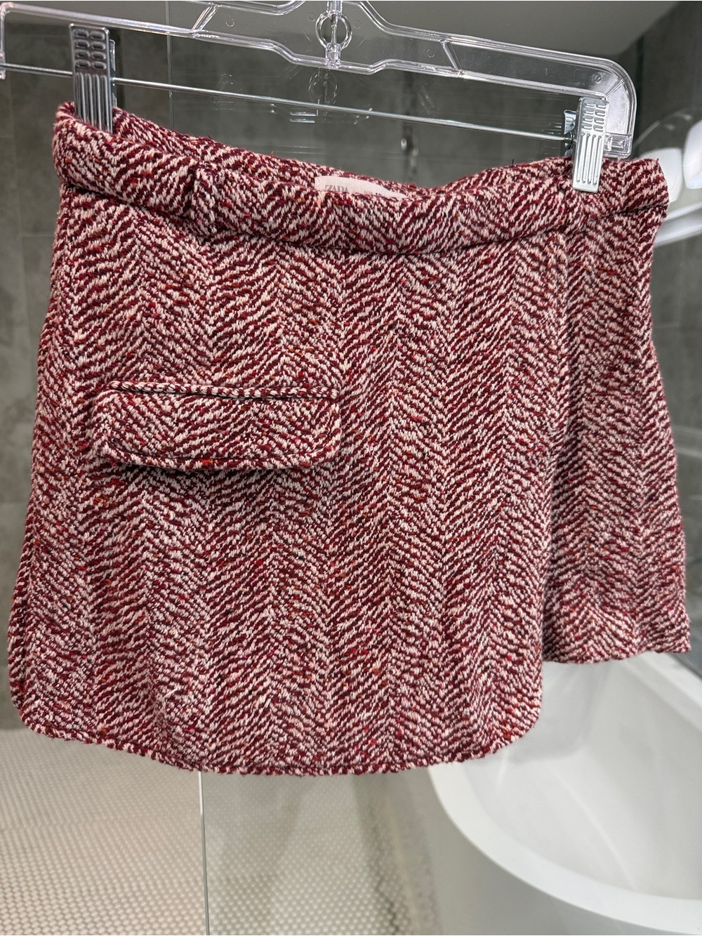 Zara’s Red Herringbone Tweed Mini Skirt - Stylish Kid’s Skort 13/14